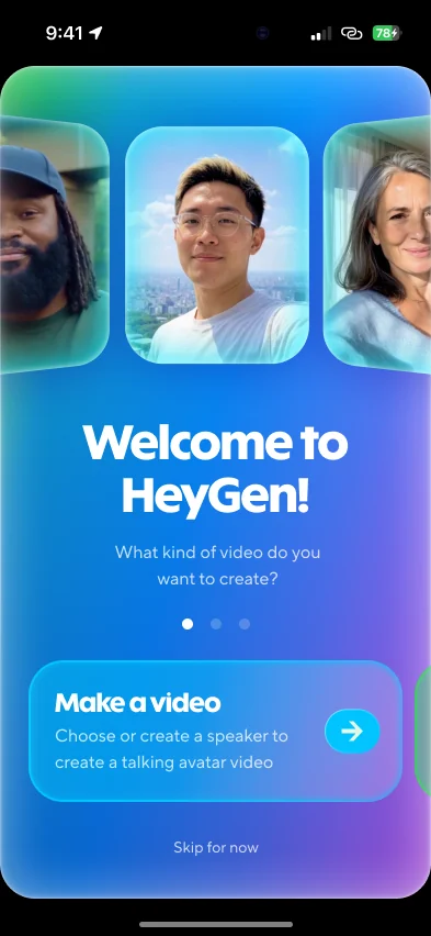 Welcome to HeyGen: what kind of video do you want to create?