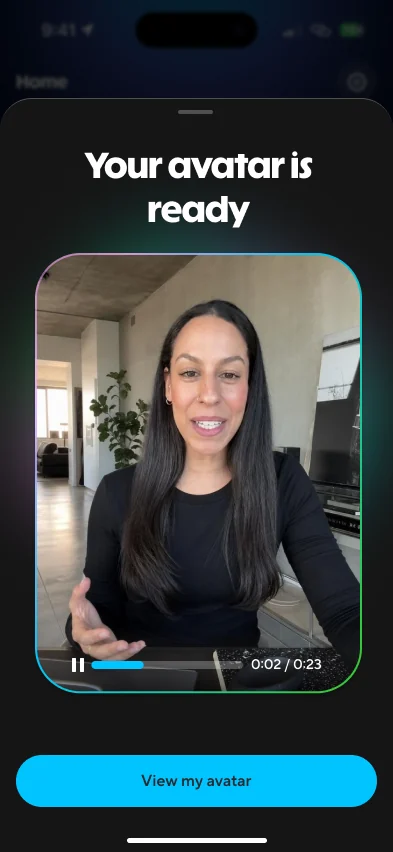 Your avatar is ready, with a preview video