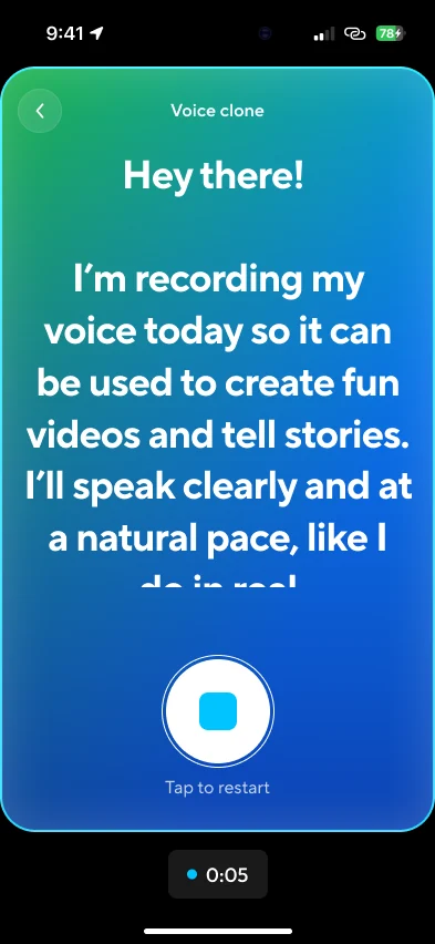 Recording the script, five seconds in
