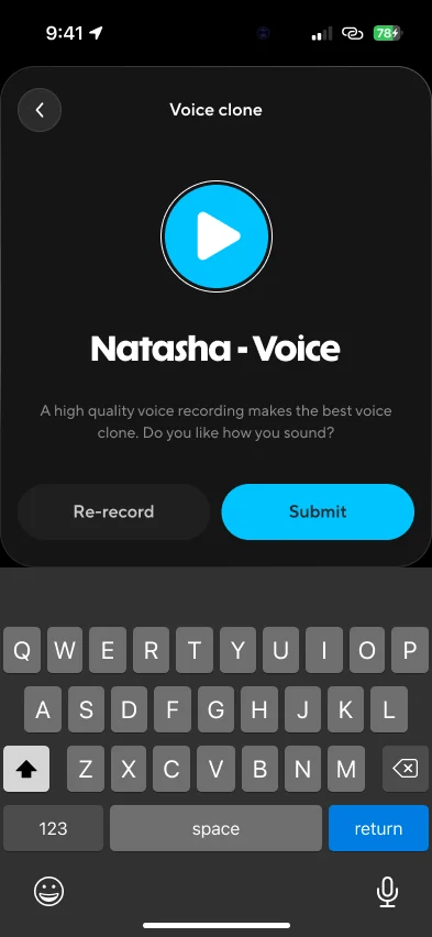 Name your voice and submit or re-record