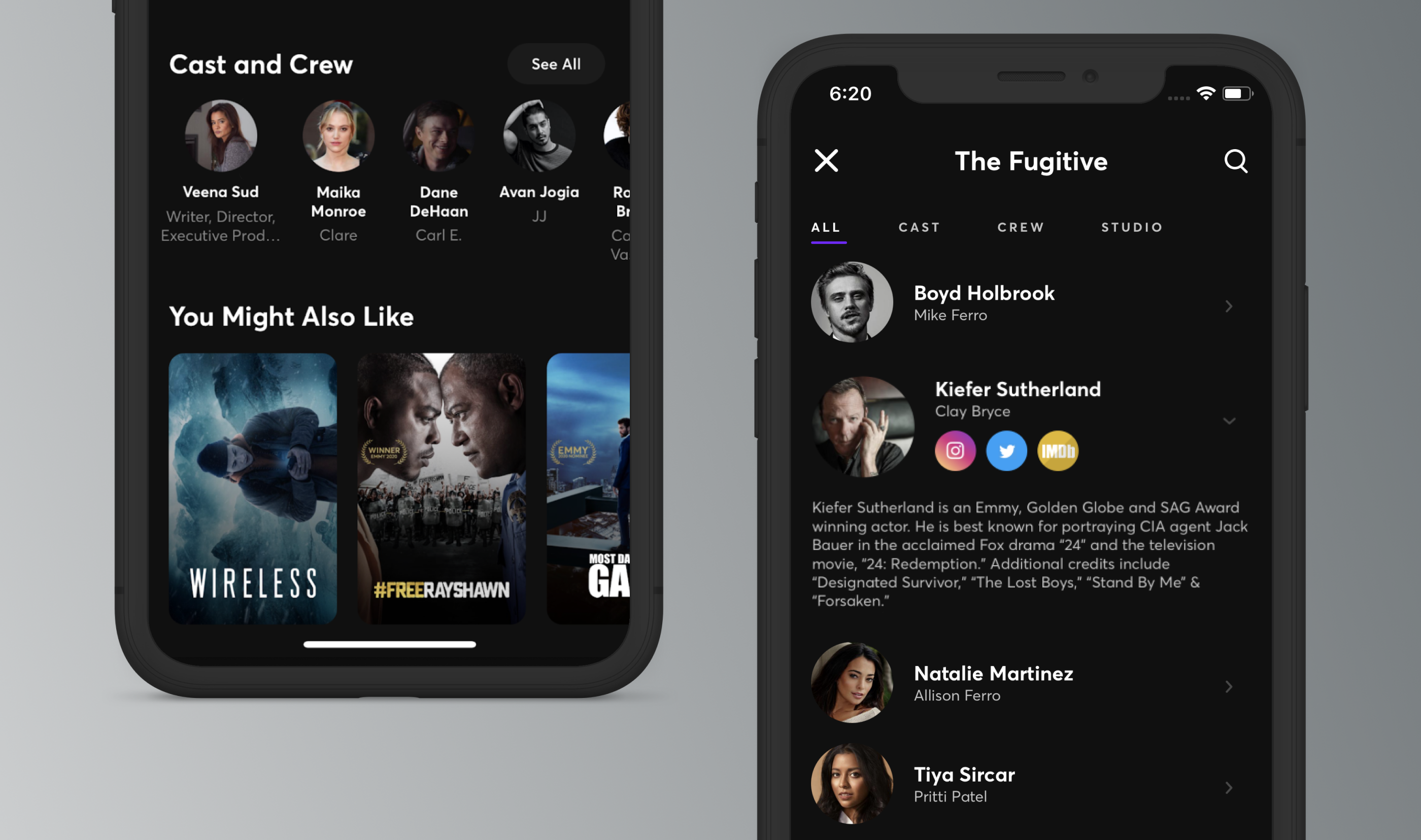 Quibi's Cast & Crew screens