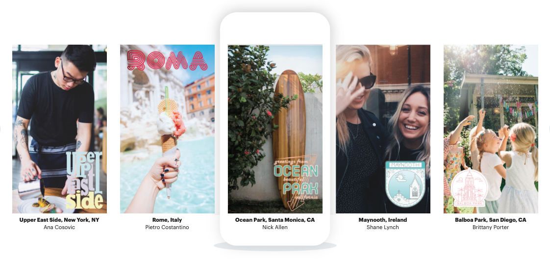 A carousel of Geofilters from around the world