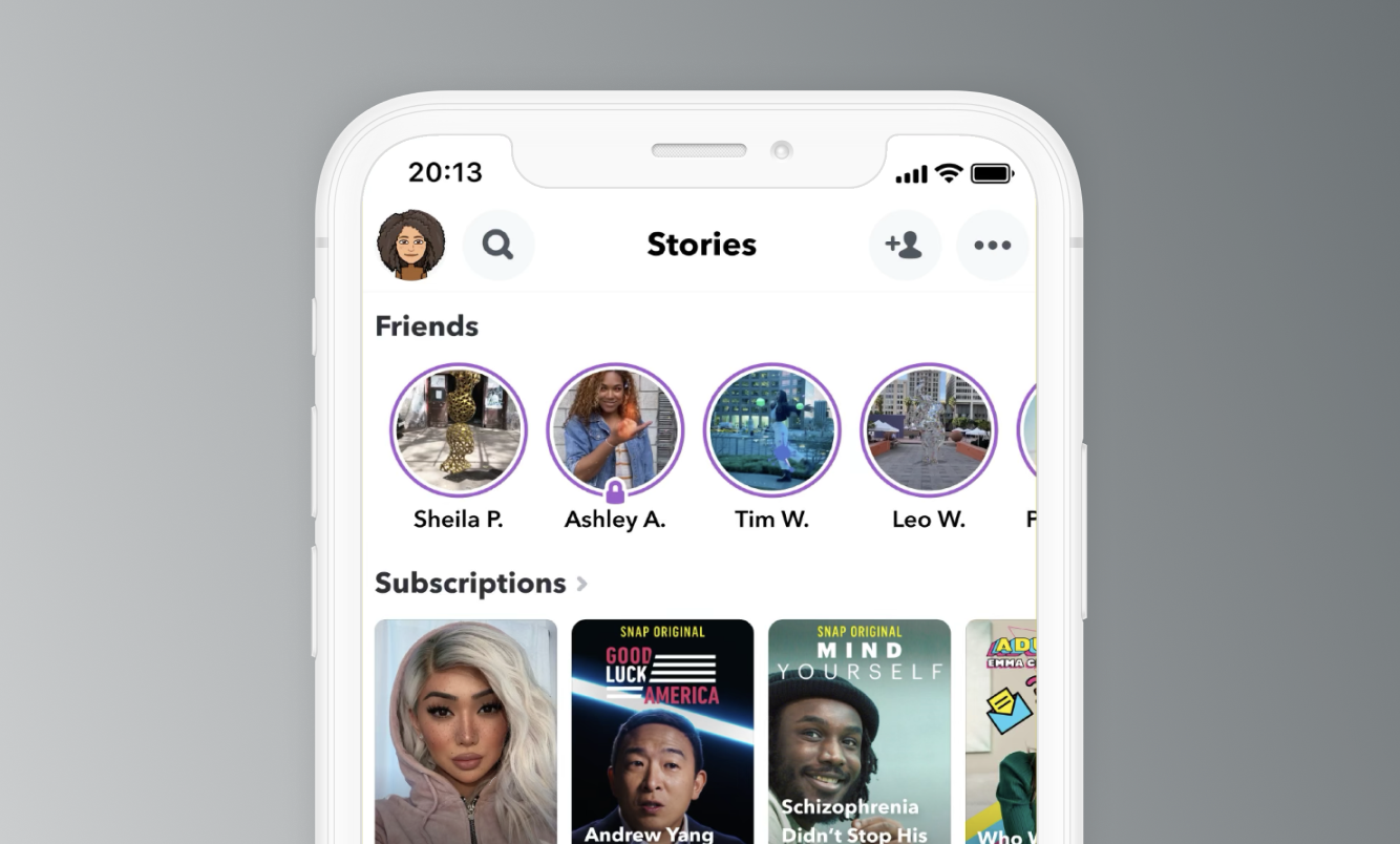 Snapchat Stories screen