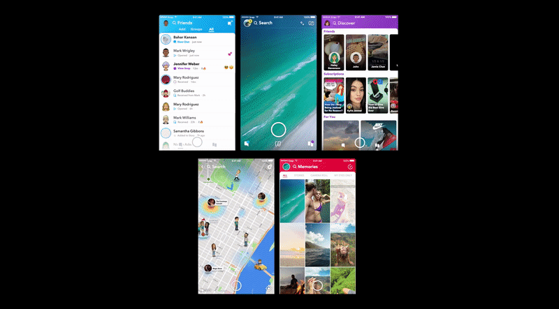 Snapchat UI adapting across device sizes